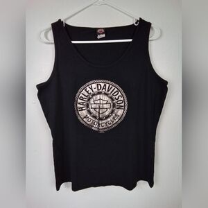 Women’s 2014 Style Harley Davidson Motorcycle Voo Doo Studded Black Tank Top 2XL